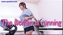 The woman is running